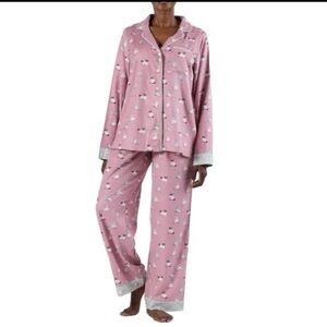 Munki Munki Pajama Set Women Pink Sassy Cats Flannel Button Front XXL